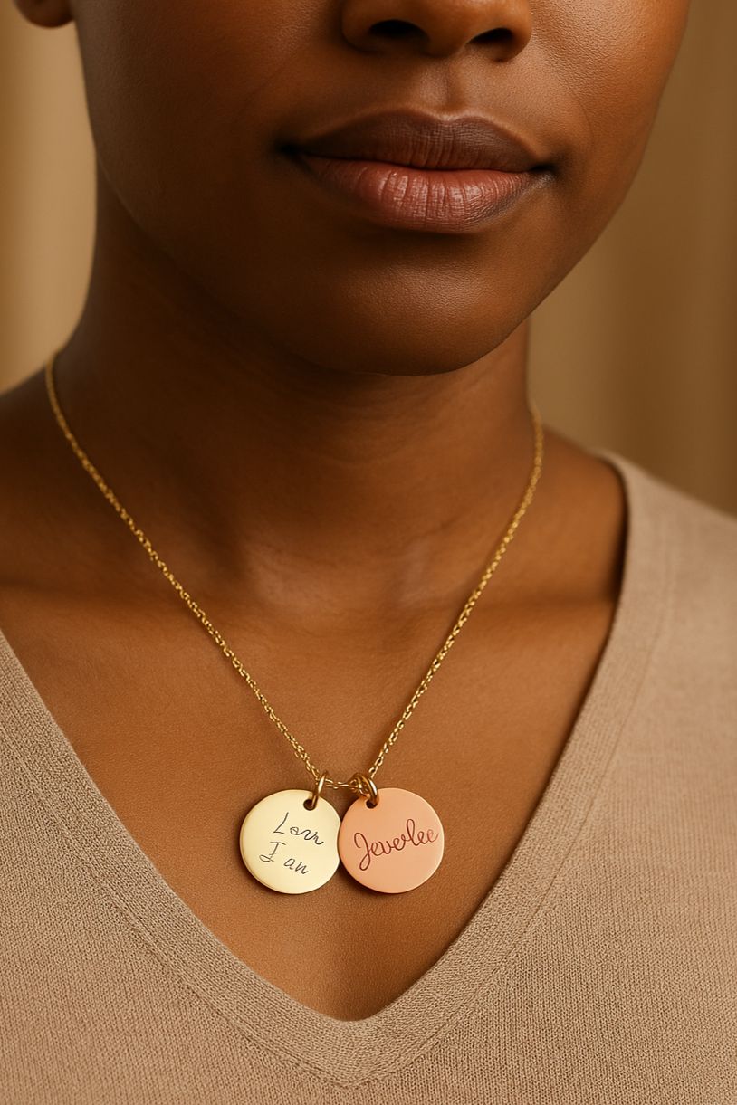 Empower & personalize" – Custom Double Disc Necklace