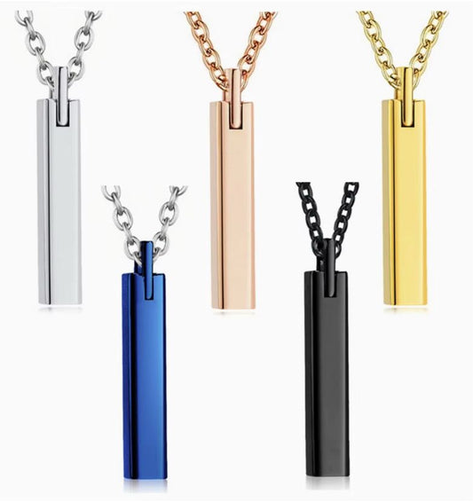 Men’s Engraved Bar Pendant Necklace