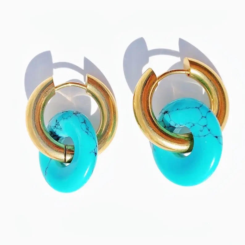 "Stainless Steel and Stone Earrings"