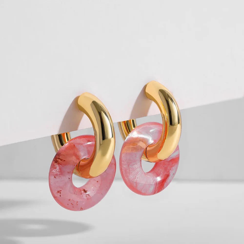 "Stainless Steel and Stone Earrings"