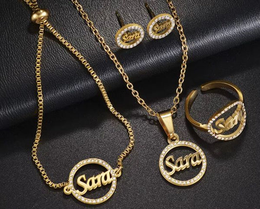Radiant Circle Name Jewelry Set