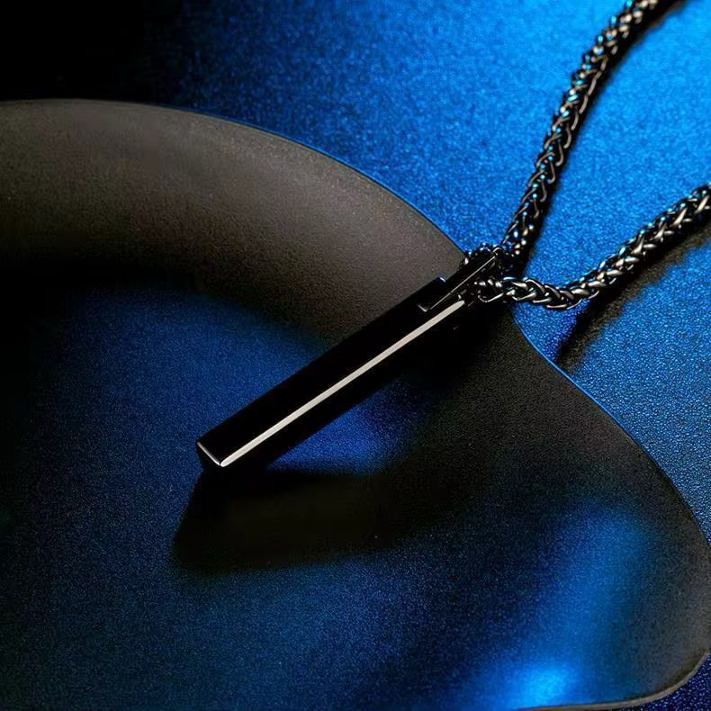 Men’s Engraved Bar Pendant Necklace